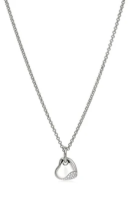 John Hardy Pebble Heart Pavé Diamond Short Pendant Necklace in Silver at Nordstrom, Size 18