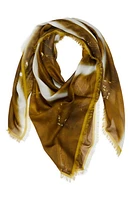 Lafayette 148 New York Wild Desert Square Cotton & Silk Scarf in Green Yucca Multi at Nordstrom