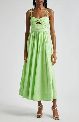 Cinq à Sept Agnes Bow Strap Midi Sundress Meadow at Nordstrom,