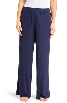 barefoot dreams Ultra Soft Rib Wide Leg Pajama Pants Blue Ink at Nordstrom,