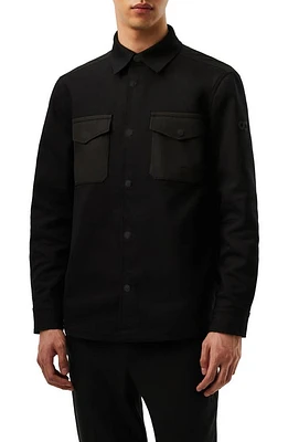 AlphaTauri Nylon Pocket Woven Overshirt Black at Nordstrom,