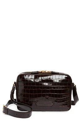 TOM FORD Small Croc Embossed Leather Messenger Bag in Dark Wood at Nordstrom