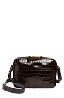 TOM FORD Small Croc Embossed Leather Messenger Bag in Dark Wood at Nordstrom