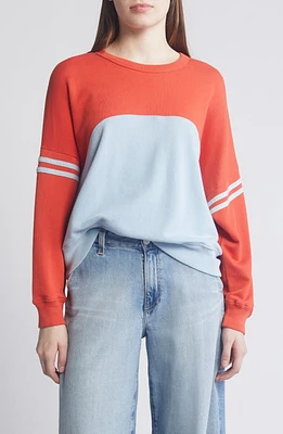 The GREAT. Cross Country Colorblock Cotton Sweatshirt Heirloom Tomato at Nordstrom,