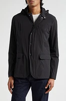 Herno Four Way Stretch Coated Blazer Jacket with Removable Hood Black at Nordstrom, Us