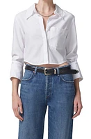 Citizens of Humanity Lisette Crop Cotton Sateen Button-Up Shirt in White at Nordstrom, Size Large