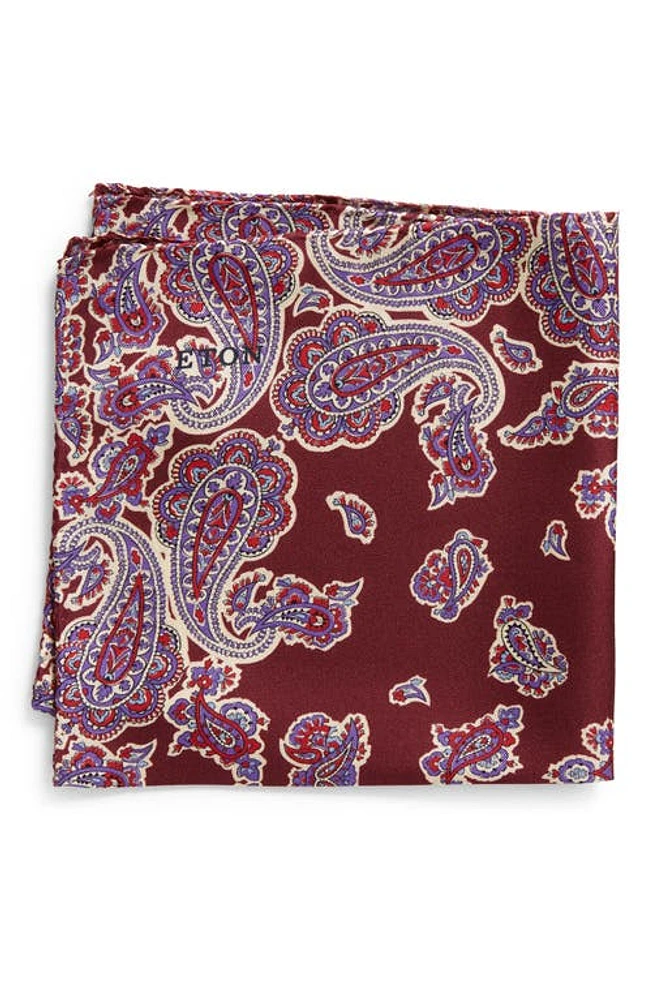 Eton Paisley Silk Pocket Square in Dark Purple at Nordstrom