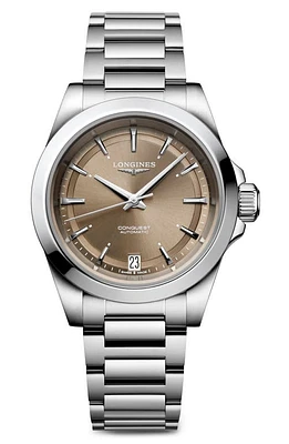 Longines Conquest Automatic Bracelet Watch, 34mm in Silver/Champagne at Nordstrom