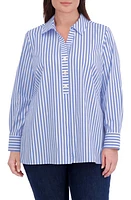 Foxcroft Pamela Stripe Stretch Tunic Blouse at Nordstrom,