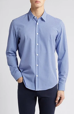 BOSS Liam Kent Stretch Button-Up Shirt Navy at Nordstrom,