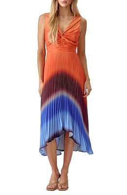 Adelyn Rae Ombré Pleat High-Low Sleeveless Dress Orange Multi at Nordstrom,