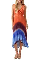 Adelyn Rae Ombré Pleat High-Low Sleeveless Dress Orange Multi at Nordstrom,