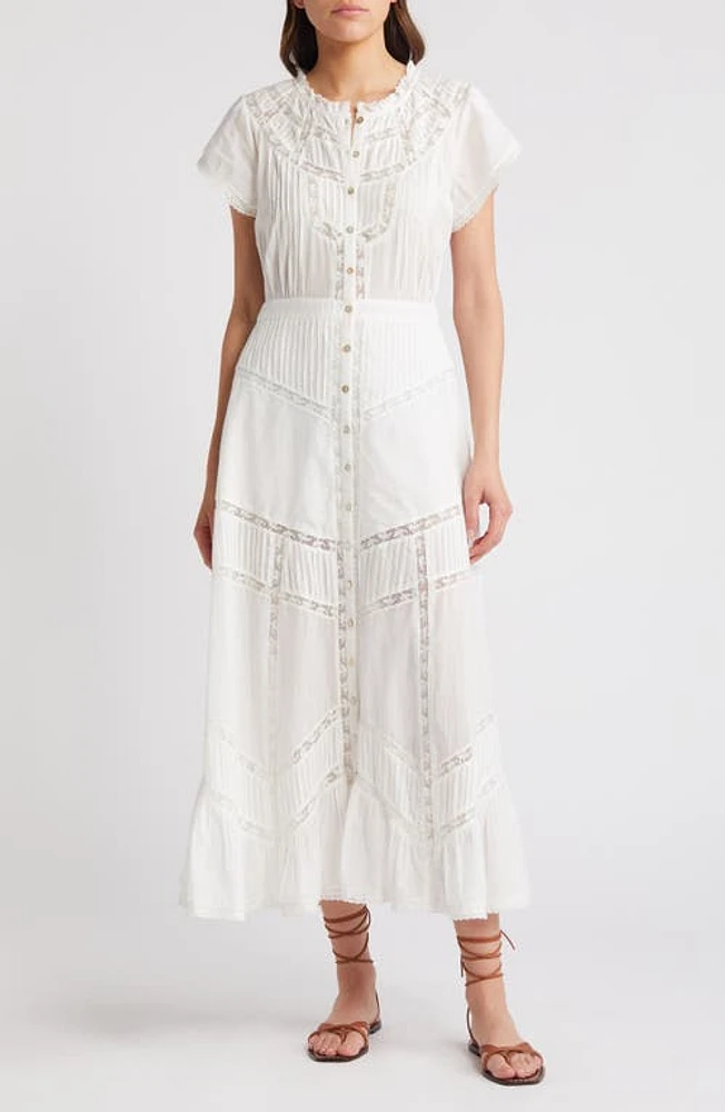 LoveShackFancy Remi Organic Cotton Shirtdress True White at Nordstrom,