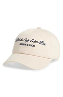 Sporty & Rich Hotel du Cursive Embroidered Baseball Cap in Cream at Nordstrom