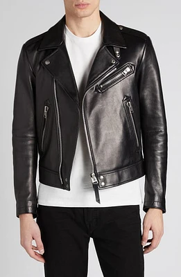 TOM FORD Quilted Lining Lambskin Leather Biker Jacket Lb999 Black at Nordstrom, Us