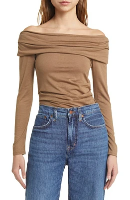 Nation LTD Abana Drape Off the Shoulder Long Sleeve Pima Cotton Blend Top at Nordstrom,