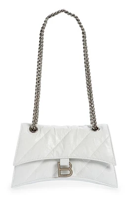 Balenciaga Small Crush Quilted Leather Crossbody Bag in Optic White at Nordstrom