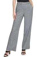 DKNY Mini Windowpane Wide Leg Pants in Black/White at Nordstrom, Size 8