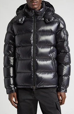 Moncler Maya Lacquered Nylon Down Jacket Black at Nordstrom,