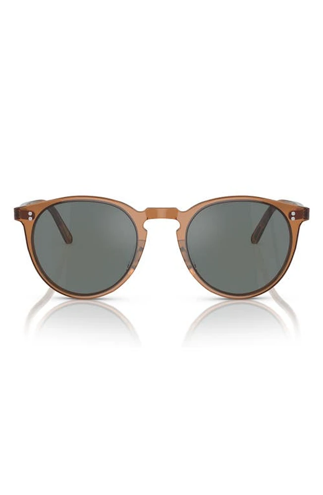 Oliver Peoples O'Malley 48mm Round Sunglasses in Carob /Regal Blue at Nordstrom