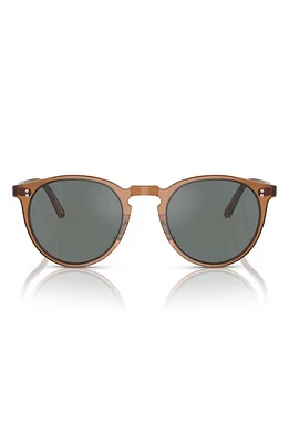 Oliver Peoples O'Malley 48mm Round Sunglasses in Carob /Regal Blue at Nordstrom