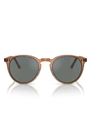 Oliver Peoples O'Malley 48mm Round Sunglasses in Carob /Regal Blue at Nordstrom