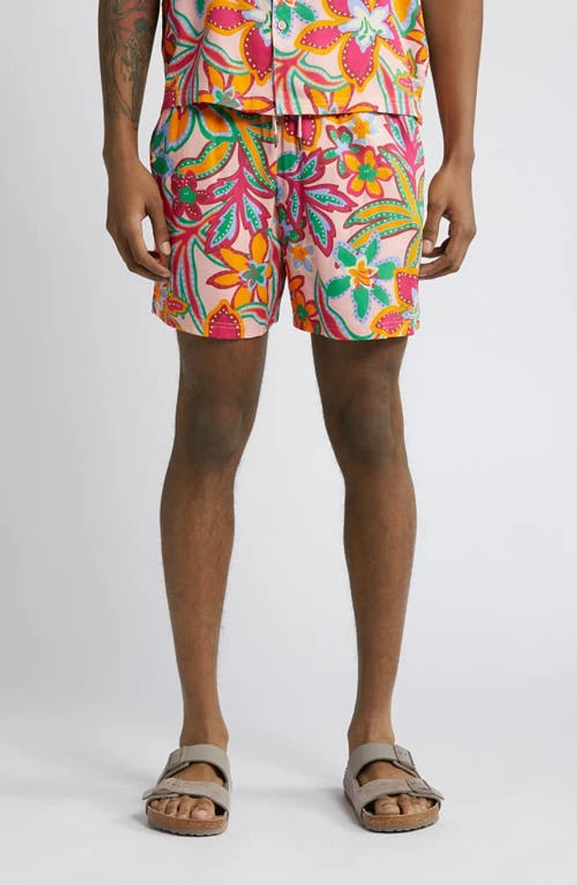 Native Youth Floral Drawstring Shorts Pink at Nordstrom,