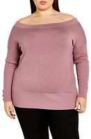 City Chic Intrigue Imitation Pearl Button Sweater at