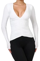 Naked Wardrobe Ruched Deep V Top at Nordstrom,