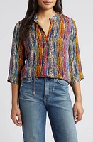 APNY Tie Neck Top in Tangled Web Blue at Nordstrom, Size X-Small