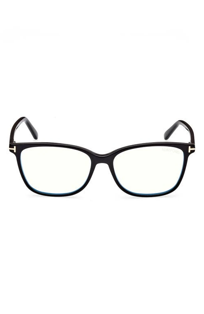 TOM FORD 54mm Square Blue Light Blocking Glasses in Shiny at Nordstrom