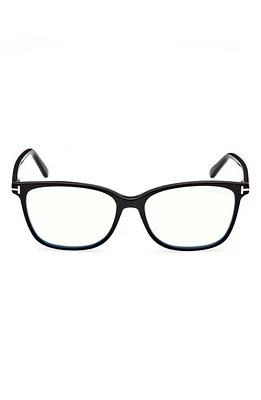 TOM FORD 54mm Square Blue Light Blocking Glasses in Shiny at Nordstrom