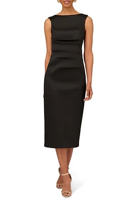 Aidan Mattox by Adrianna Papell Stretch Mikado Cocktail Midi Dress Black at Nordstrom,