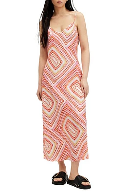 AllSaints Bryony Luisa Midi Slipdress Blood Orange at Nordstrom, Us