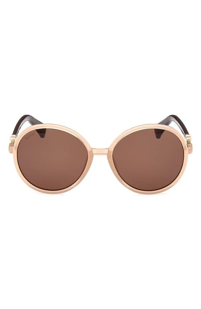 Max Mara 58mm Gradient Round Sunglasses in Beige/Other /Gradient Brown at Nordstrom