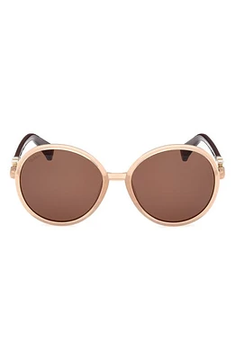 Max Mara 58mm Gradient Round Sunglasses in Beige/Other /Gradient Brown at Nordstrom