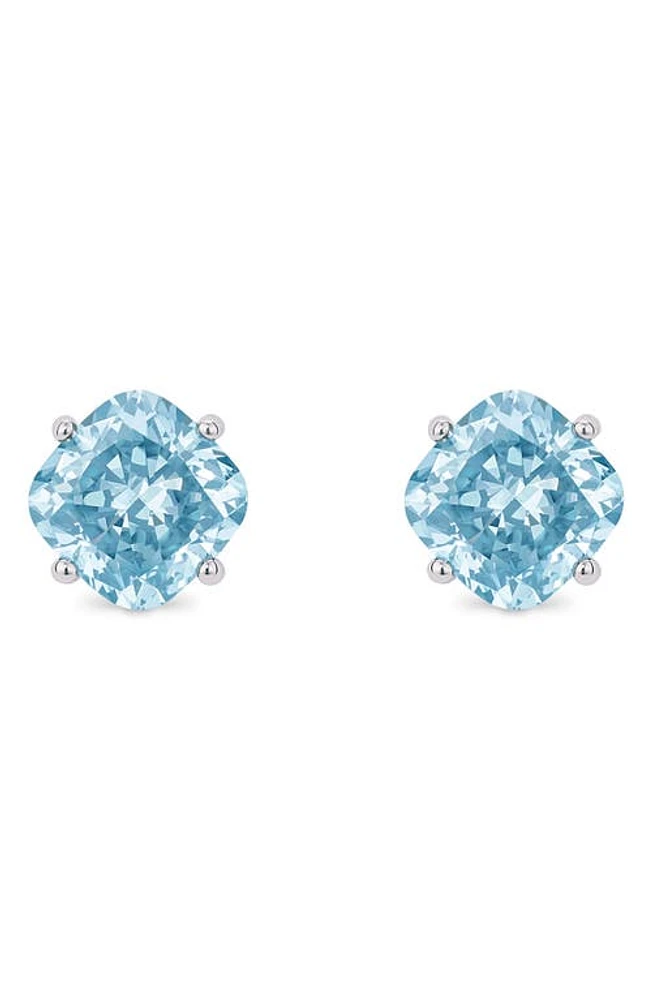 LIGHTBOX 1.5-Carat Lab Grown Diamond Solitaire Cushion Stud Earrings in Blue/14K White Gold at Nordstrom