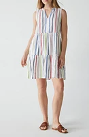 Michael Stars Anna Embroidered Sleeveless Tiered Cotton Dress White Combo at Nordstrom,