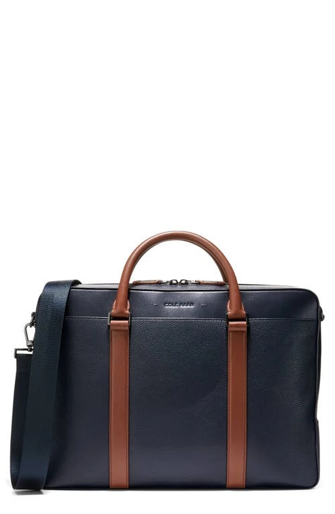 Cole Haan Triboro Leather Briefcase in Navy/New British Tan at Nordstrom