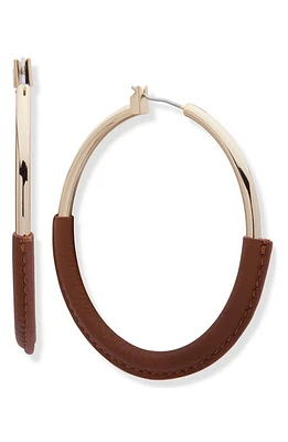 Lauren Ralph Lauren Leather Wrap Hoop Earrings in Brown at Nordstrom