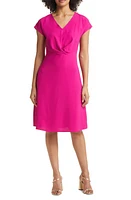 Tahari ASL V-Neck Twist Front Fit & Flare Dress in Wild Berry at Nordstrom, Size 14