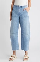 Le Jean Utility Raw Hem Crop Barrel Jeans Powder Blue at Nordstrom,