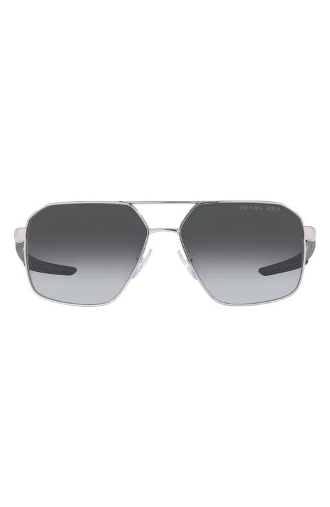 Prada Linea Rossa 60mm Polarized Gradient Irregular Sunglasses in Silver at Nordstrom