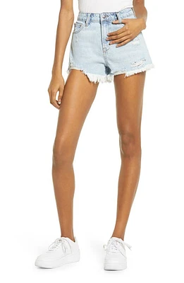 HIDDEN JEANS Distressed High Waist Nonstretch Cutoff Denim Shorts Light Wash at Nordstrom,