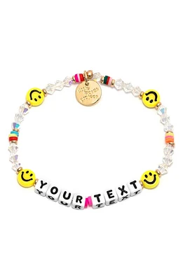 Little Words Project Smiley Face Custom Beaded Stretch Bracelet in White/Yellow Multi at Nordstrom