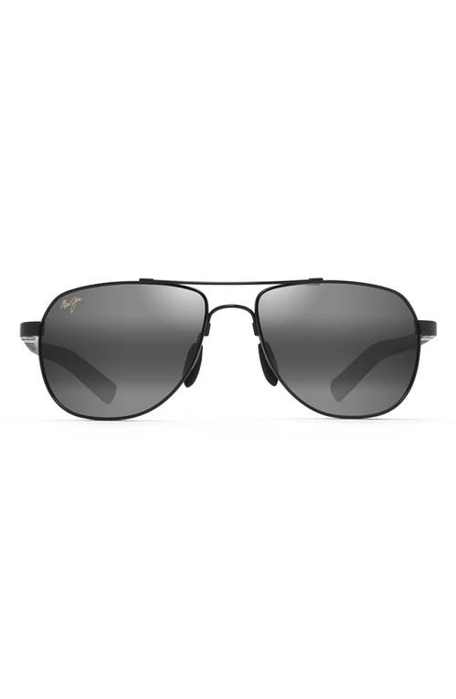 Maui Jim Guardrails 56mm PolarizedPlus2 Aviator Sunglasses in Gunmetal/Black/Grey at Nordstrom