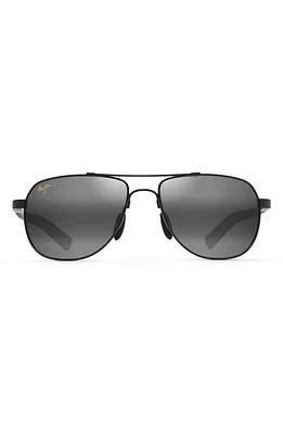 Maui Jim Guardrails 56mm PolarizedPlus2 Aviator Sunglasses in Gunmetal/Black/Grey at Nordstrom