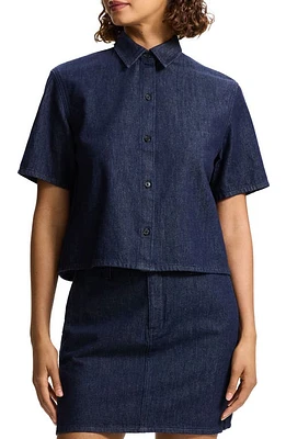 Theory Boxy Denim Button-Up Shirt Indigo at Nordstrom,