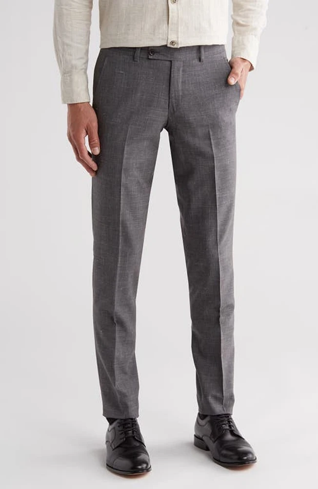 Ted Baker London Jerome Soft Constructed Flat Front Wool & Silk Blend Dress Pants Grey at Nordstrom,