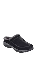 Easy Spirit Exchange Faux Shearling Trim Clog Black/Dark Grey Suede at Nordstrom,